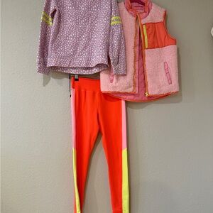 Rockets of Awesome neon leopard cheetah hoodie fleece vest Matching Set